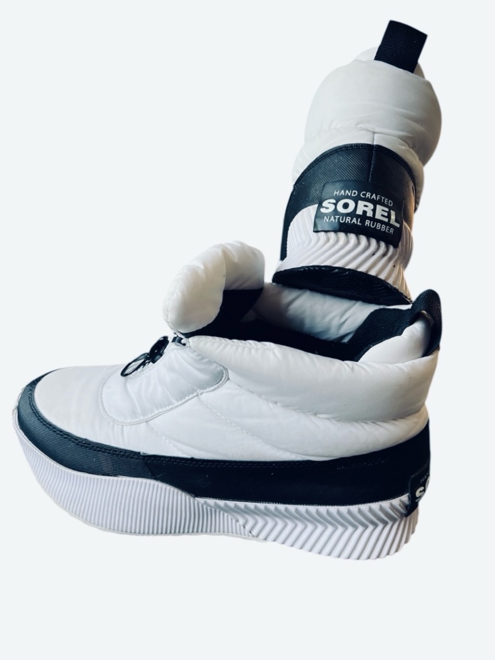 Sorel Out n’ About III Puffy Waterproof Zip Insulate Ankle Boot White Black 9